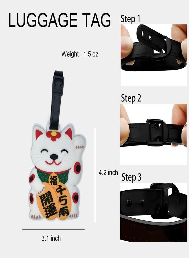 ANINIUCN Japanese Lucky Cat Luggage Tags - 2-Pack Silicone Maneki Neko Bag ID Tags for Suitcases and Travel Accessories - Image 2